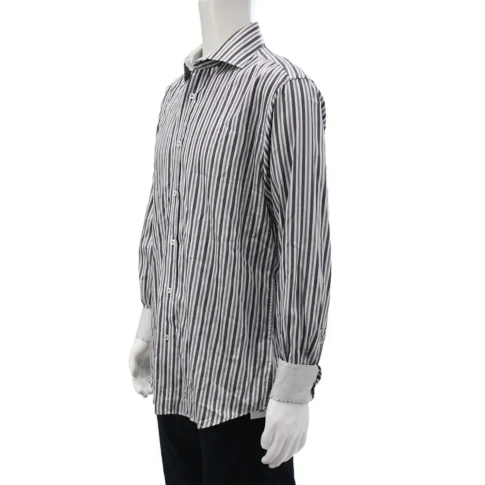 Bugatchi Men's Long Sleeves Button Down Multicolor Striped Shirt Size M